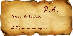 Press Arisztid névjegykártya